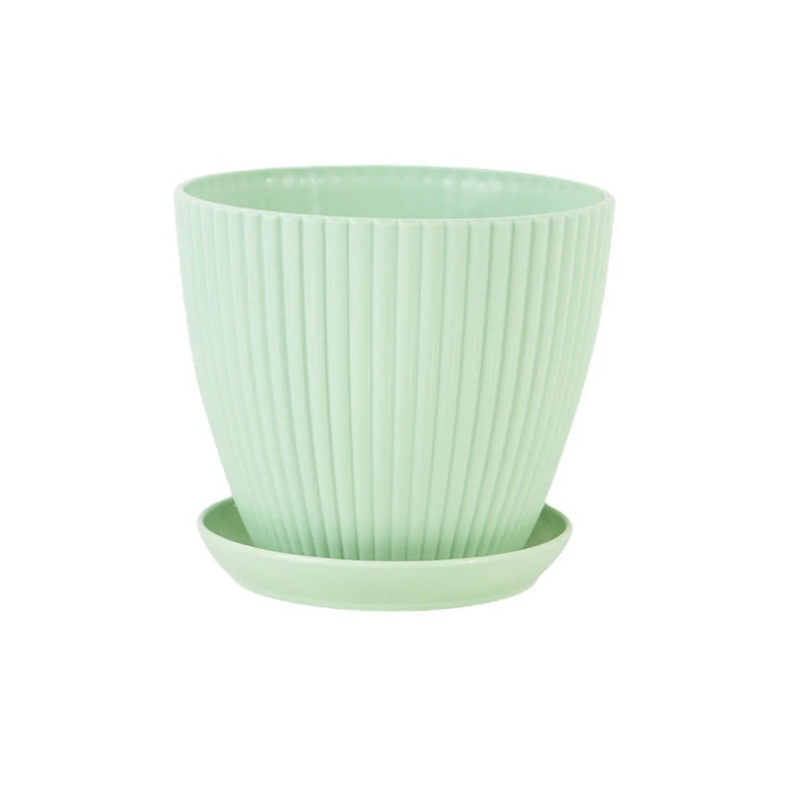 Plastic Flower Pot Succulent Plant Pot with Tray Green Dill Round Double Layer Small Flowerpot Home Office Desktop Decoration